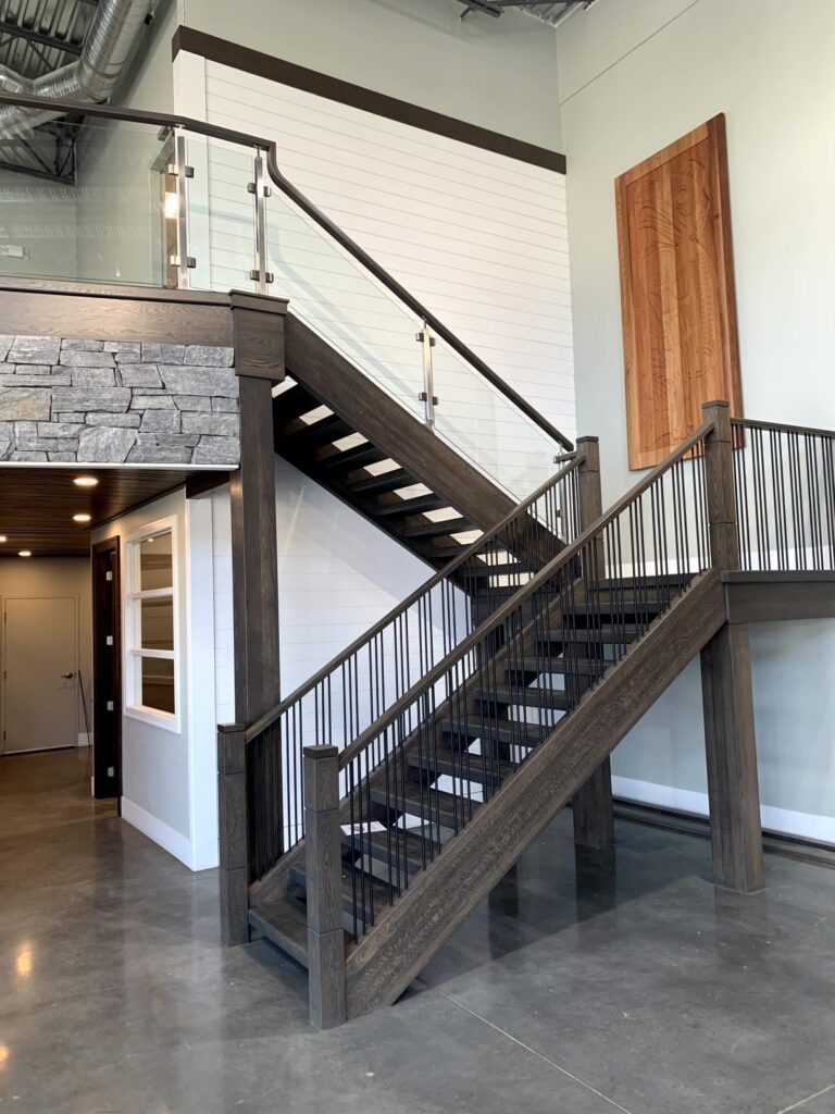 Interior Housed Open Rise Stairs with Metal Spindles